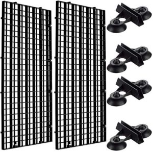 oiiki 2pcs egg crate for aquarium, grid tank divider tray, fish tank bottom isolation, with 4pcs sucker clip, for mixed breeding (black)