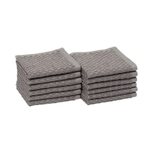 amazon basics odor resistant textured wash cloth, 12 x 12 inches - 12-pack, dark gray