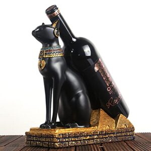 Cabilock Countertop Wine Bottle Holder Animal Wine Bottle Display Stand Egyptian Cat Figurine Statue for Table Pantry Cabinet Decoration