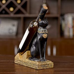 Cabilock Countertop Wine Bottle Holder Animal Wine Bottle Display Stand Egyptian Cat Figurine Statue for Table Pantry Cabinet Decoration