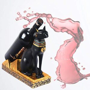 Cabilock Countertop Wine Bottle Holder Animal Wine Bottle Display Stand Egyptian Cat Figurine Statue for Table Pantry Cabinet Decoration