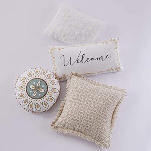 levtex home villa lugano cosima - decorative pillow (18in.round) - round medallion - cream, teal, brown and gold