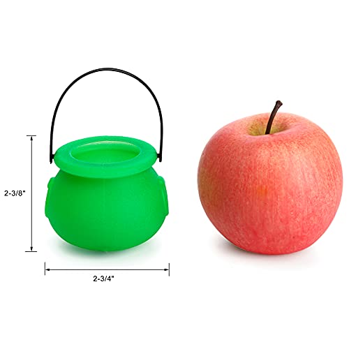 Tebery 24 Pack Mini Green Candy Kettles Novelty Cauldron with Handle, Plastic Candy Holder Pot for Kids St Patrick Day, Wizard, Halloween Theme Parties Supplies Decoration