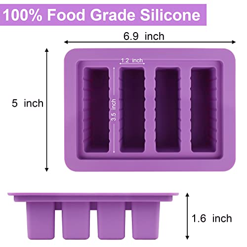 Butter Mold Tray Silicone Butter Tray with Lid Making Butter Stick Soap Bar Energy Bar Muffin Brownie Purple  6 9 x 5 x 1 6 inch