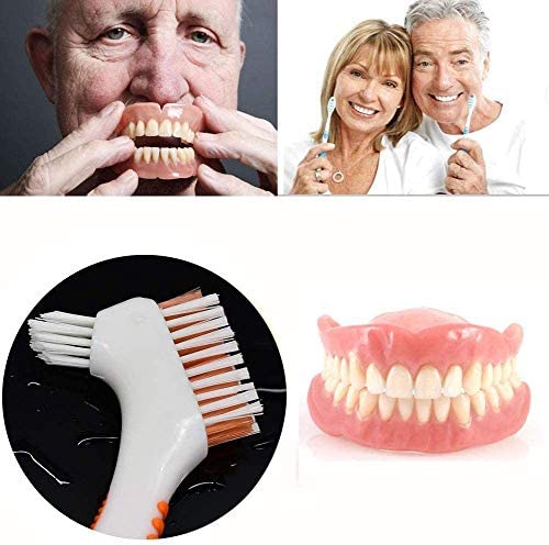 Chargenyang 3 Pack Denture Cleaning Brush Set Hard Denture Toothbrush Portable Denture Toothbrush Cleaning Brush Double Sided Denture Brush for Denture Care