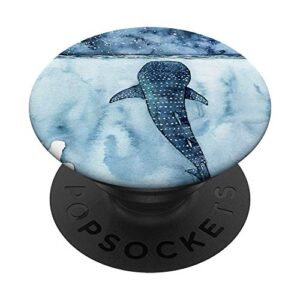 whale shark watercolor painting popsockets popgrip: swappable grip for phones & tablets