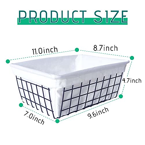 Viloth Wire Basket with Liner, 4 Pack Wire Baskets for Storage, Durable Metal Basket Organizer Storage Bin for Kitchen Cabinets, Pantry, Bathroom, Countertop, Closets (Black, 4 Liners)