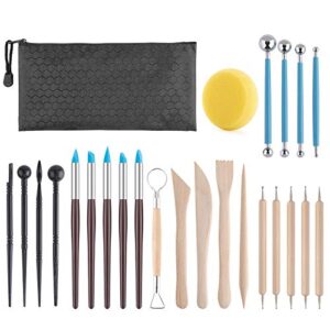 clay tools kit, 25 pcs polymer clay tools, ceramics clay sculpting tools kits, air dry clay tool set for adults, kids, pottery craft, baking, carving, drawing, dotting, molding, modeling, shaping