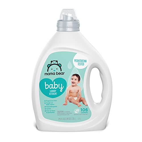 Amazon Brand - Mama Bear Concentrated Liquid Baby Laundry Detergent, Free & Clear, 106 Count, 79.5 FL OZ