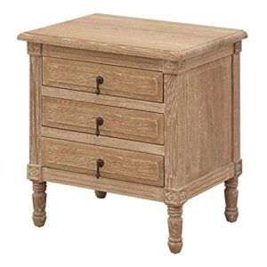 Crestlive Products Oak Nightstand with 3 Drawers, Wood Bedside Table Cabinet, Bedroom Furniture with Solid Wood Legs, Large Storage Space, Accent End Table for Home Office (1PC Oak)