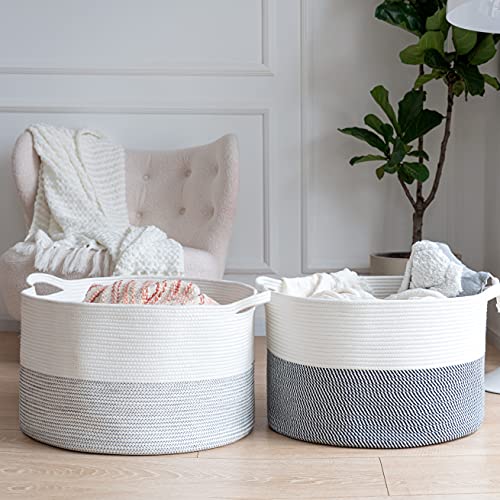 Goodpick XXXL Large Cotton Rope Basket Laundry Basket Baby Nursery Storage Bin (Set of 2)