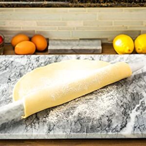 Marble Cutting Board for Kitchen, Serving, Pastry, Charcuterie, Cheese - 16” x 12” and 16” Marble Rolling Pin Combo - Nonslip Feet for Stability - Accessories For Bakers, Gift Home Decor ideas