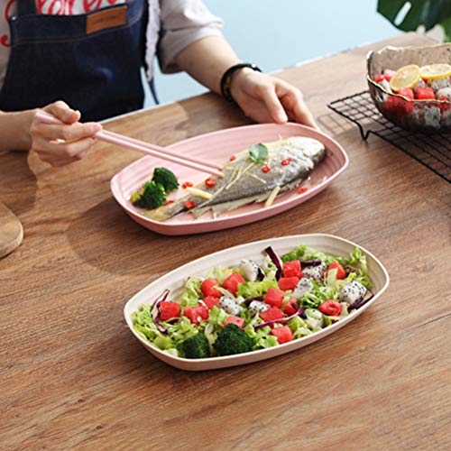 YARNOW Fruit Tray Wheat Reusable Dinner Plate Straw Plates Unbreakable Oval Sushi Platter Dessert Salad Tray Dinner Plates for Home Wheat Straw Platter Kitchen Fish Plates Serving Snack Tray