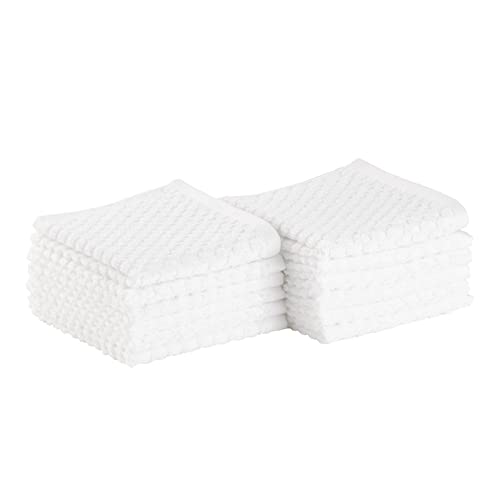 Amazon Basics Odor Resistant Textured Wash Cloth, 12 x 12 Inches - 12-Pack, White