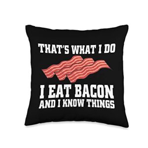 Cool Love Pig Cuts Belly Barbecue Novelty Designs Funny Bacon Gift for Men Women Cured Pork Strips Meat Lover Throw Pillow, 16x16, Multicolor