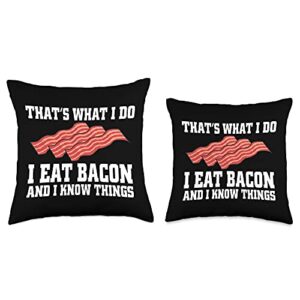 Cool Love Pig Cuts Belly Barbecue Novelty Designs Funny Bacon Gift for Men Women Cured Pork Strips Meat Lover Throw Pillow, 16x16, Multicolor