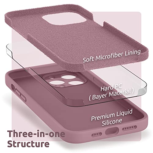 SURPHY Silicone Case for iPhone 12 Pro Max Case 6.7 inch, Individual Protection for Each Lens, Liquid Silicone Phone Case with Microfiber Lining (Lilac Purple)