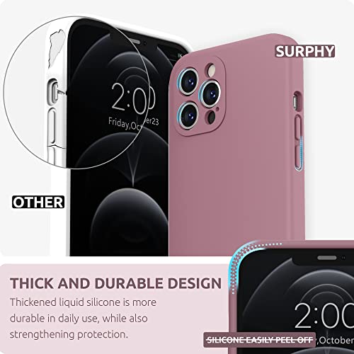SURPHY Silicone Case for iPhone 12 Pro Max Case 6.7 inch, Individual Protection for Each Lens, Liquid Silicone Phone Case with Microfiber Lining (Lilac Purple)
