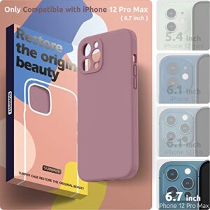 SURPHY Silicone Case for iPhone 12 Pro Max Case 6.7 inch, Individual Protection for Each Lens, Liquid Silicone Phone Case with Microfiber Lining (Lilac Purple)