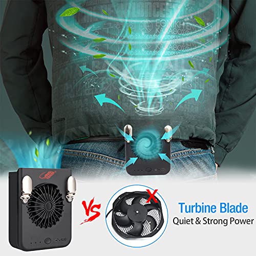 2023 FW Portable Waist Clip Fan / Necklace fan, 8000Mah Battery Operated USB Cooling Fan with 3 Speed, Super Strong Airflow Waist Belt Fan / Pants Fan for Fishing,Cycling,Travel and Outdoor (Black)