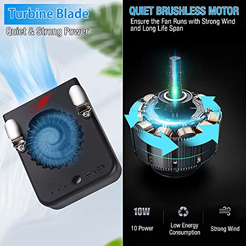 2023 FW Portable Waist Clip Fan / Necklace fan, 8000Mah Battery Operated USB Cooling Fan with 3 Speed, Super Strong Airflow Waist Belt Fan / Pants Fan for Fishing,Cycling,Travel and Outdoor (Black)