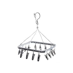 dt001 16 clips drip hanger, clothes hanging drying rack sock hanger underwear hanger , hanger for towels, bras, baby clothes, gloves, aluminium alloy laundry hanging air dryer(silver)