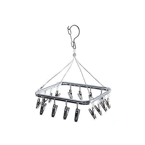 DT001 16 Clips Drip Hanger, Clothes Hanging Drying Rack Sock Hanger Underwear Hanger , Hanger for Towels, Bras, Baby Clothes, Gloves, Aluminium Alloy Laundry Hanging Air Dryer(Silver)
