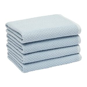 amazon basics odor resistant textured bath towel, 30 x 54 inches - 4-pack, light blue
