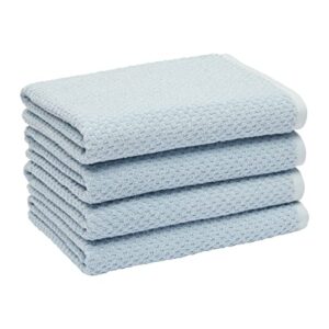 Amazon Basics Odor Resistant Textured Bath Towel, 30 x 54 Inches - 4-Pack, Light Blue