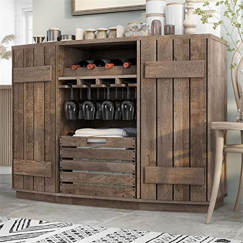 Furniture of America Layfield Wood Multi-Storage Buffet in Reclaimed Oak