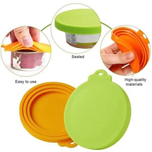 SHENQIDZ 3 Pack Pet Food Can Covers Lids Universal BPA Free & Dishwasher Safe/Silicone Dog&Cat Food Can Lid Covers (green+blue+orange)