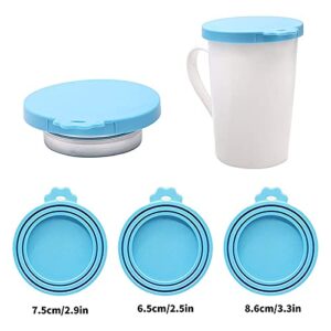 SHENQIDZ 3 Pack Pet Food Can Covers Lids Universal BPA Free & Dishwasher Safe/Silicone Dog&Cat Food Can Lid Covers (green+blue+orange)