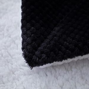 SOCHOW Waffle Sherpa Fleece Throw Blanket, Super Soft Fuzzy Warm, Lightweight Fluffy Reversible Plush Blanket for Bed Sofa Couch, 60 x 80 Inches Black