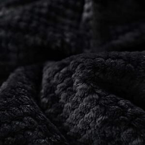 SOCHOW Waffle Sherpa Fleece Throw Blanket, Super Soft Fuzzy Warm, Lightweight Fluffy Reversible Plush Blanket for Bed Sofa Couch, 60 x 80 Inches Black