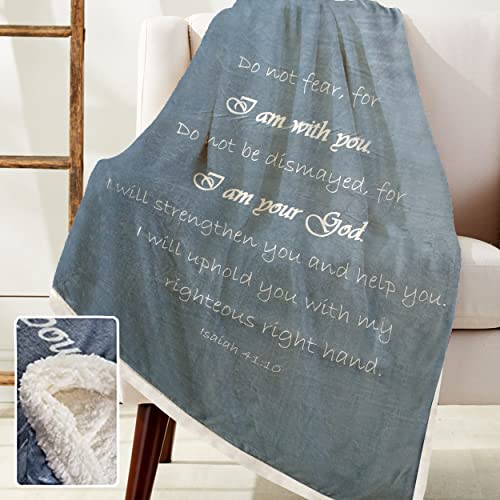 Soft Fluffy Throw Christian Blanket - Double Layer 65x50 Throw Blanket - Scripture Grey Soft Blanket for Couch & Bed - Healing Gifts for Women - Warm Blanket for Bed