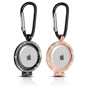 rosinking airtags case compatible with apple airtags,2 pack anti-lost airtag keychain/ airtag holder,metal case rhinestone anti-scratch case cover for airtag dog collar holder,women/key/bag/cat collar