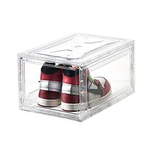 afulili magnetic shoe storage boxes stackable front open acrylic organizer sneaker display case for shoe or collections clear closet shelf (clear)