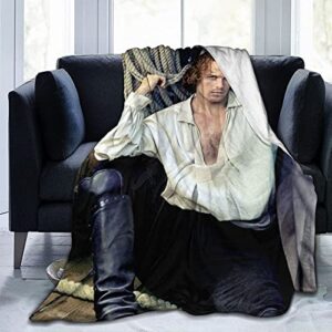 outlander jamie fraser blanket throw blankets ultra soft flannel lightweight throws for couch, bed, plush fuzzy flannel microfiber warm thermal blanket all seasons use 80"x60"