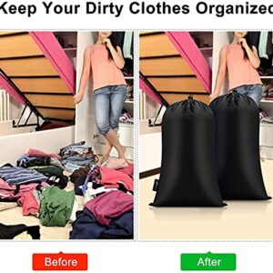 Luminesk Extra Large Laundry Bags 2 Pack 28'' x 45'' Heavy Duty XL Organizer Bag Fit Laundry Hamper Basket College Travel Dorm Tear Resistant Drawstring Dirty Cloth Storage, Three Loads of Clothes Black