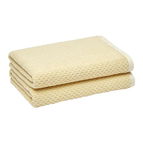 Amazon Basics Odor Resistant Textured Bath Towel, 30 x 54 Inches - 2-Pack, Yellow