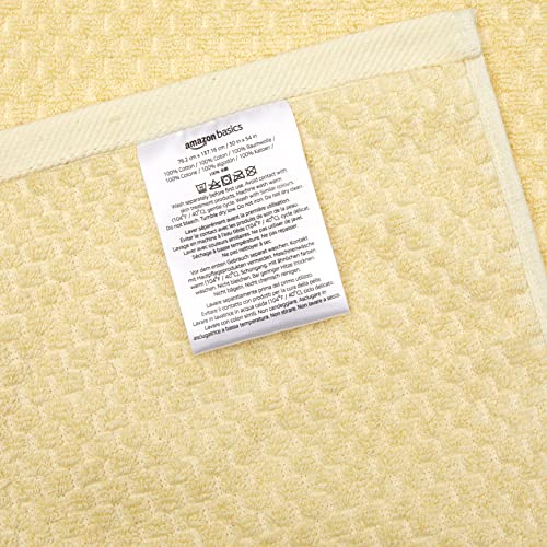 Amazon Basics Odor Resistant Textured Bath Towel, 30 x 54 Inches - 2-Pack, Yellow