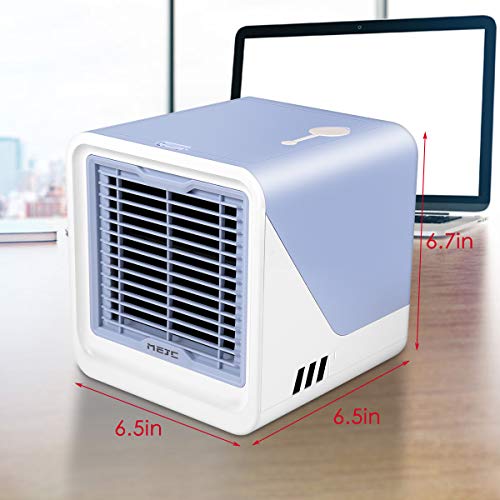 Geohee Portable Air Conditioner,Personal Air Cooler with 3-Speeds,Mini Air Conditioner with LED Light,Desktop Cooling Fan with Handle,Suitable for RoomOffice,Blue