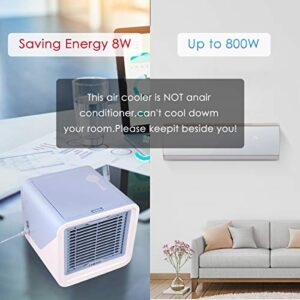 Geohee Portable Air Conditioner,Personal Air Cooler with 3-Speeds,Mini Air Conditioner with LED Light,Desktop Cooling Fan with Handle,Suitable for RoomOffice,Blue