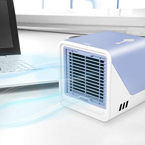 Geohee Portable Air Conditioner,Personal Air Cooler with 3-Speeds,Mini Air Conditioner with LED Light,Desktop Cooling Fan with Handle,Suitable for RoomOffice,Blue