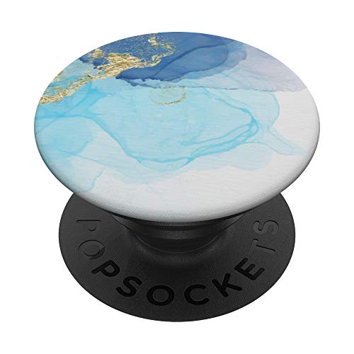 Blue Marble-Look White Golden Elegant PopSockets Swappable PopGrip