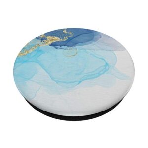 Blue Marble-Look White Golden Elegant PopSockets Swappable PopGrip