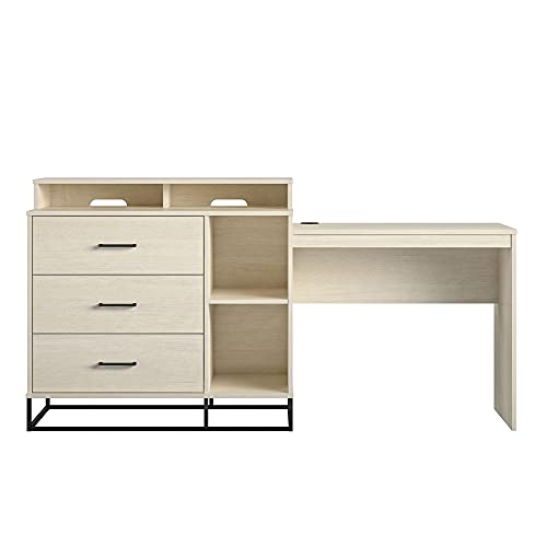 Novogratz Kelly 3 in 1 Media Dresser and Desk Combo, Ivory Oak