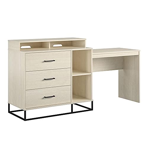 Novogratz Kelly 3 in 1 Media Dresser and Desk Combo, Ivory Oak