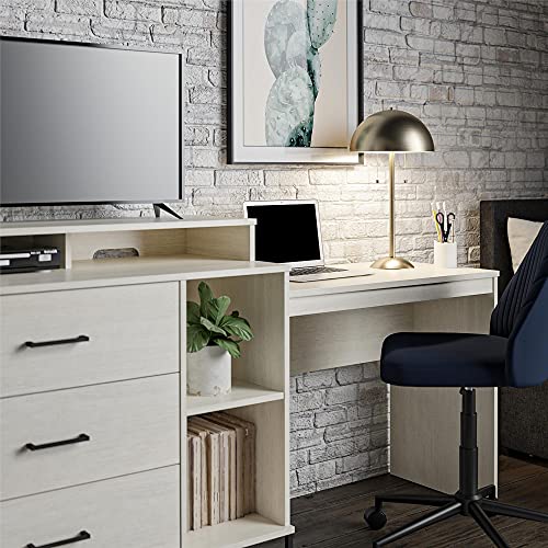 Novogratz Kelly 3 in 1 Media Dresser and Desk Combo, Ivory Oak