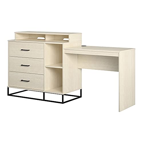 Novogratz Kelly 3 in 1 Media Dresser and Desk Combo, Ivory Oak